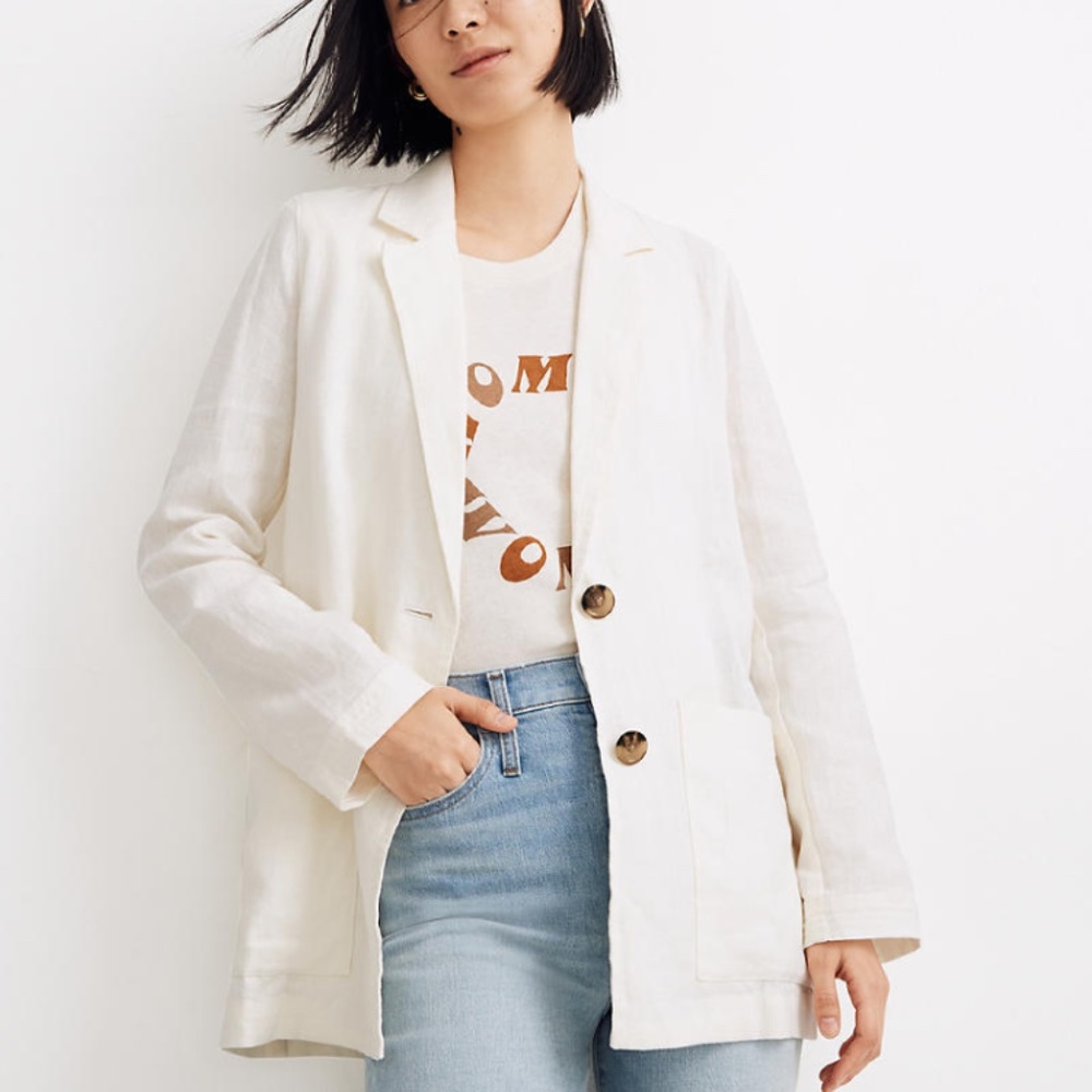 NWT Madewell Linen Dorset Blazer XL